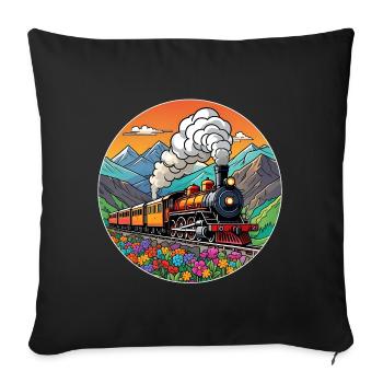 Nostalgic Railway Train of Smoking Locomotive - Sofa pillowcase 17,3'' x 17,3'' (45 x 45 cm) - black - Front