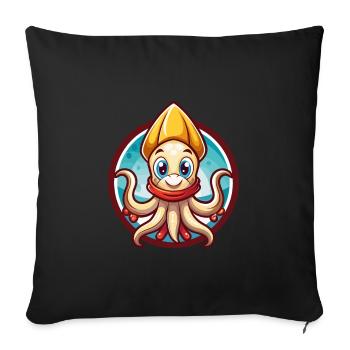 Squid Cute Funny Kawaii Cartoon Clipart Animal Pet - Sofa pillowcase 17,3'' x 17,3'' (45 x 45 cm) - black - Front