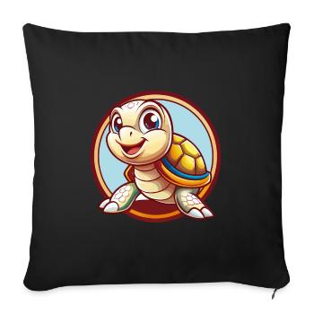 Turtle Funny Kawaii Cartoon Clipart Animal Pet - Sofa pillowcase 17,3'' x 17,3'' (45 x 45 cm) - black - Front
