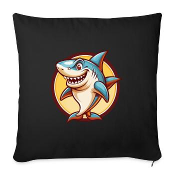 Hai Niedlich Lustig Kawaii Cartoon Clipart Tier Haustier - Sofakissenbezug 45 x 45 cm - Schwarz - Vorne