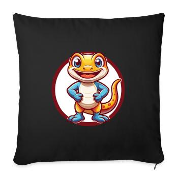 Salamandre Drôle Kawaii Dessin animé Clipart Animal Animal de compagnie - Housse de coussin décorative 45 x 45 cm - noir - Devant