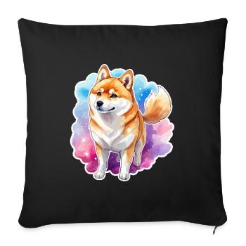 Shiba Inu Aquarelles - Housse de coussin décorative 45 x 45 cm - noir - Devant