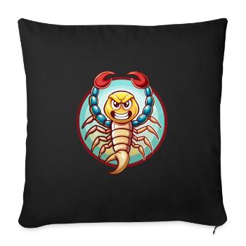 Scorpion Drôle Kawaii Dessin animé Clipart Animal Animal de compagnie - Housse de coussin décorative 45 x 45 cm - noir - Devant
