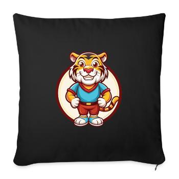 Tiger Cute Funny Kawaii Cartoon Clipart Animal Pet - Sofa pillowcase 17,3'' x 17,3'' (45 x 45 cm) - black - Front