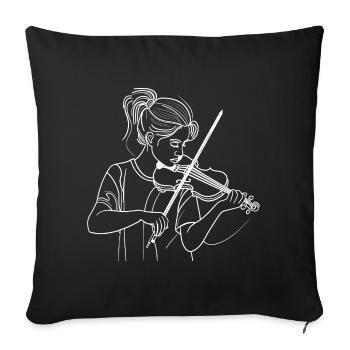 Violoniste Line Art - Housse de coussin décorative 45 x 45 cm - noir - Devant
