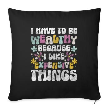 Wealth Life Millionaire Spirit - Sofa pillowcase 17,3'' x 17,3'' (45 x 45 cm) - black - Front