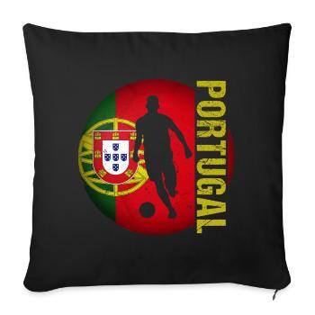Drapeau Portugal cadeau football foot portugais - Housse de coussin décorative 45 x 45 cm - noir - Devant