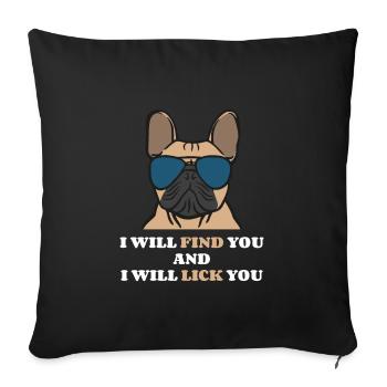 Propriétaire du bouledogue français Frenchie Lustig - Housse de coussin décorative 45 x 45 cm - noir - Devant