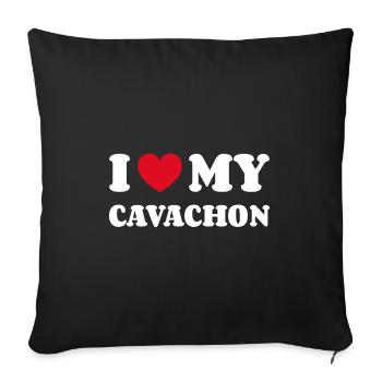 J’aime mon Cavachon Cadeau Propriétaire de chien - Housse de coussin décorative 45 x 45 cm - noir - Devant