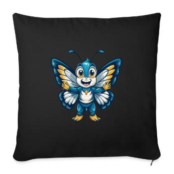 Schmetterling Cool Kawaii Cartoon Figur Clipart - Sofakissenbezug 45 x 45 cm - Schwarz - Vorne