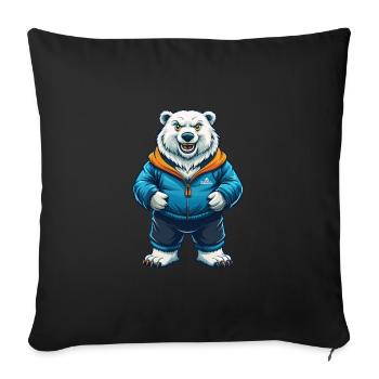 ours polaire cool kawaii dessin animé personnage clipart - Housse de coussin décorative 45 x 45 cm - noir - Devant