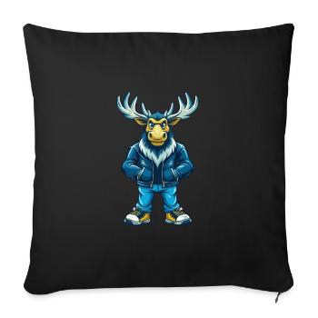orignal cool kawaii dessin animé personnage clipart - Housse de coussin décorative 45 x 45 cm - noir - Devant
