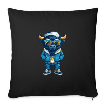 Bison Cool Cartoon Character Kawaii Clipart - Sofa pillowcase 17,3'' x 17,3'' (45 x 45 cm) - black - Front