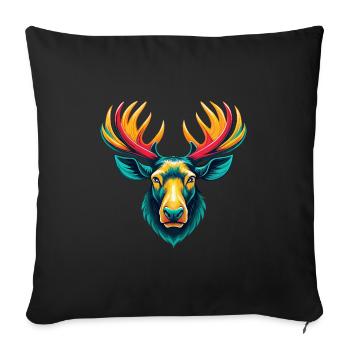 orignal mignon kawaii dessin animé clipart visage d’animal - Housse de coussin décorative 45 x 45 cm - noir - Devant