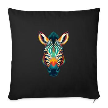 Zebra Cute Kawaii Cartoon Clipart Animal Face - Sofa pillowcase 17,3'' x 17,3'' (45 x 45 cm) - black - Front