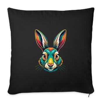 Lapin Mignon Kawaii Dessin animé Clipart Animal Face - Housse de coussin décorative 45 x 45 cm - noir - Devant