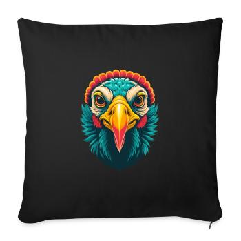 Turquie mignon Kawaii dessin animé Clipart visage d’animal - Housse de coussin décorative 45 x 45 cm - noir - Devant
