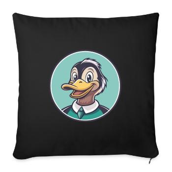 Canard Kawaii Dessin Animé Personnage Animal Animal Visage - Housse de coussin décorative 45 x 45 cm - noir - Devant