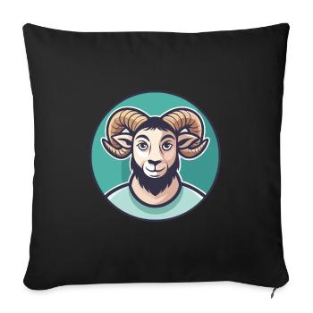 Ram Kawaii Cartoon Character Animal Pet Face - Sofa pillowcase 17,3'' x 17,3'' (45 x 45 cm) - black - Front