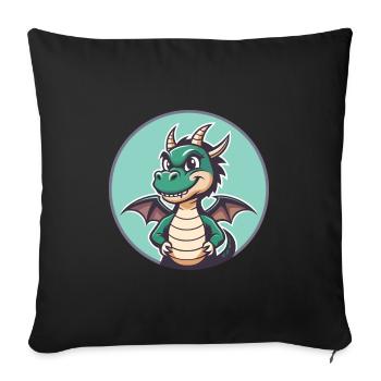 Dragon Kawaii Cartoon Character Animal Pet Face - Sofa pillowcase 17,3'' x 17,3'' (45 x 45 cm) - black - Front