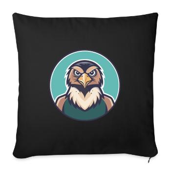 Hawk Kawaii Cartoon Character Animal Pet Face - Sofa pillowcase 17,3'' x 17,3'' (45 x 45 cm) - black - Front