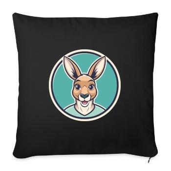 Kangourou Kawaii Dessin animé Personnage Animal Visage D’animal - Housse de coussin décorative 45 x 45 cm - noir - Devant