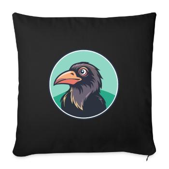 Raven Kawaii Cartoon Character Animal Pet Face - Sofa pillowcase 17,3'' x 17,3'' (45 x 45 cm) - black - Front
