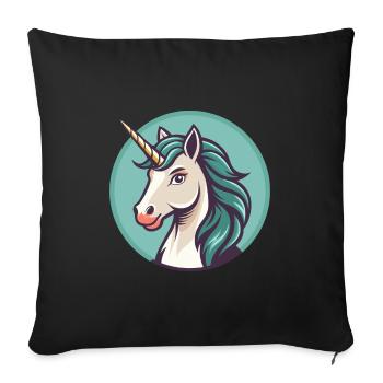 Unicorn Kawaii Cartoon Character Animal Pet Face - Sofa pillowcase 17,3'' x 17,3'' (45 x 45 cm) - black - Front