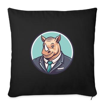 Rhino Kawaii Cartoon Character Animal Pet Face - Sofa pillowcase 17,3'' x 17,3'' (45 x 45 cm) - black - Front