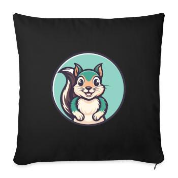 Squirrel Kawaii Cartoon Character Animal Pet Face - Sofa pillowcase 17,3'' x 17,3'' (45 x 45 cm) - black - Front