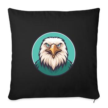 Eagle Kawaii Cartoon Character Animal Pet Face - Sofa pillowcase 17,3'' x 17,3'' (45 x 45 cm) - black - Front