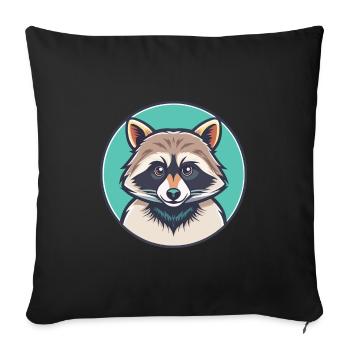 Raccoon Kawaii Cartoon Character Animal Pet Face - Sofa pillowcase 17,3'' x 17,3'' (45 x 45 cm) - black - Front