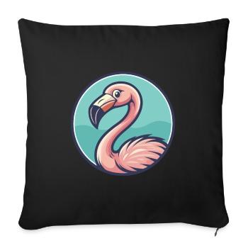Flamingo Kawaii Cartoon Character Animal Pet Face - Sofa pillowcase 17,3'' x 17,3'' (45 x 45 cm) - black - Front