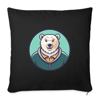 ours polaire kawaii dessin animé personnage visage animal - Housse de coussin décorative 45 x 45 cm - noir - Devant