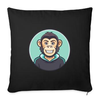 Monkey Kawaii Cartoon Character Animal Pet Face - Sofa pillowcase 17,3'' x 17,3'' (45 x 45 cm) - black - Front