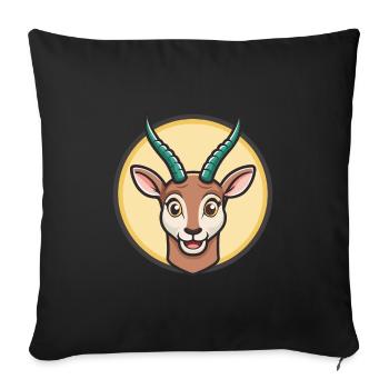 Antelope Kawaii Cartoon Character Animal Pet Face - Sofa pillowcase 17,3'' x 17,3'' (45 x 45 cm) - black - Front