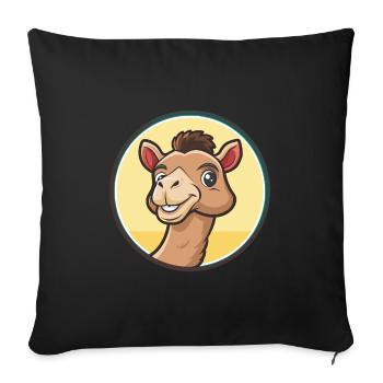 Camel Kawaii Dessin animé Personnage Animal Animal Visage - Housse de coussin décorative 45 x 45 cm - noir - Devant