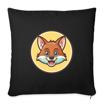 Fox Kawaii Cartoon Character Animal Pet Face - Sofa pillowcase 17,3'' x 17,3'' (45 x 45 cm) - black - Front