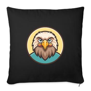 aigle kawaii dessin animé personnage animal visage d’animal de compagnie - Housse de coussin décorative 45 x 45 cm - noir - Devant