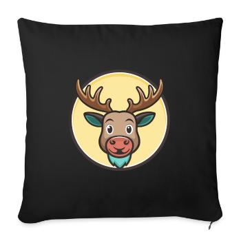 Moose Kawaii Cartoon Character Animal Pet Face - Sofa pillowcase 17,3'' x 17,3'' (45 x 45 cm) - black - Front