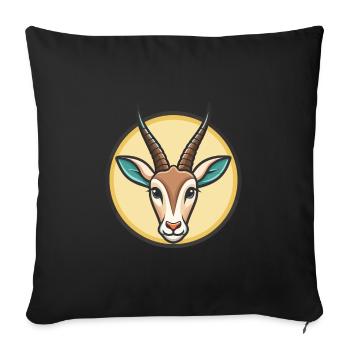 Oryx Kawaii Dessin animé Personnage Animal Animal Visage - Housse de coussin décorative 45 x 45 cm - noir - Devant
