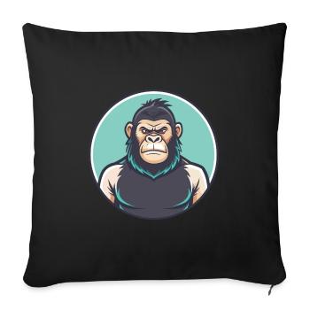 Gorilla Kawaii Cartoon Character Animal Pet Face - Sofa pillowcase 17,3'' x 17,3'' (45 x 45 cm) - black - Front