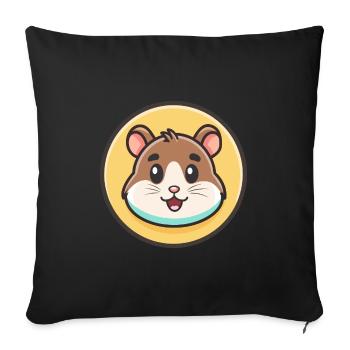 Hamster Kawaii Cartoon Character Animal Pet Face - Sofa pillowcase 17,3'' x 17,3'' (45 x 45 cm) - black - Front