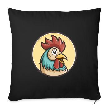 Coq Kawaii Dessin animé Personnage Animal Visage D’animal - Housse de coussin décorative 45 x 45 cm - noir - Devant
