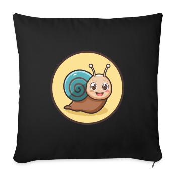 Escargot Kawaii Dessin animé Personnage Animal Visage D’animal - Housse de coussin décorative 45 x 45 cm - noir - Devant