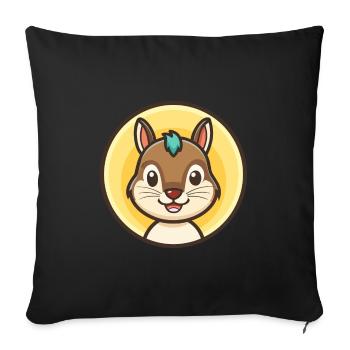 Squirrel Kawaii Cartoon Character Animal Pet Face - Sofa pillowcase 17,3'' x 17,3'' (45 x 45 cm) - black - Front