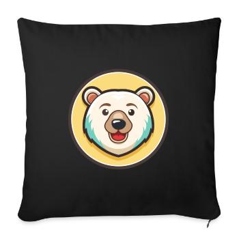 Polar Bear Kawaii Cartoon Character Animal Face - Sofa pillowcase 17,3'' x 17,3'' (45 x 45 cm) - black - Front