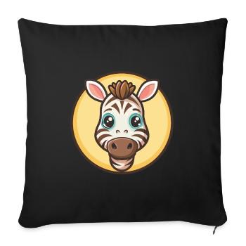 Zebra Kawaii Cartoon Figur Tier Haustier Gesicht - Sofakissenbezug 45 x 45 cm - Schwarz - Vorne
