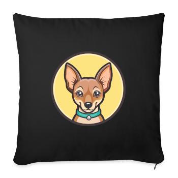 Abyssinian Sand Terrier Dog Breed Cartoon Kawaii - Sofa pillowcase 17,3'' x 17,3'' (45 x 45 cm) - black - Front