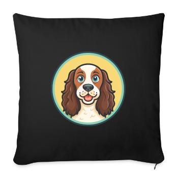 Alpine Spaniel Dog Breed Cartoon Kawaii Clipart - Sofa pillowcase 17,3'' x 17,3'' (45 x 45 cm) - black - Front